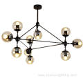 Vintage multi glass black metal chandelier